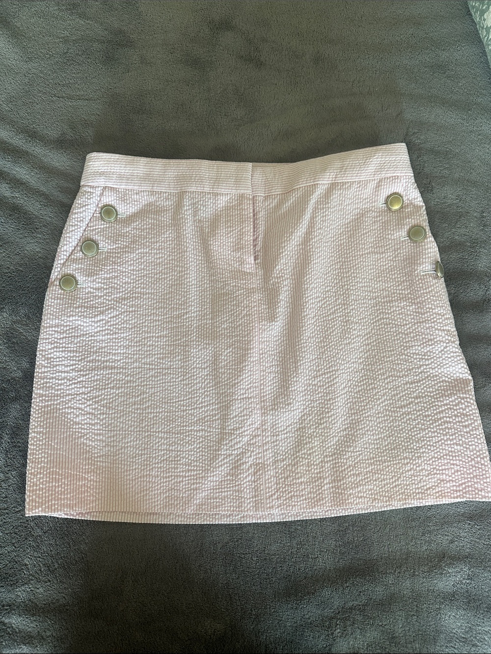 Jcrew Seersucker Light Pink Textured Mini Skirt with Button Detail
